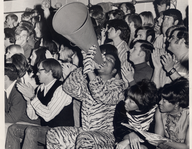 Tiger Mascot at a basketball game, 1971.