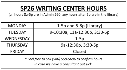 SP26 Writing Center