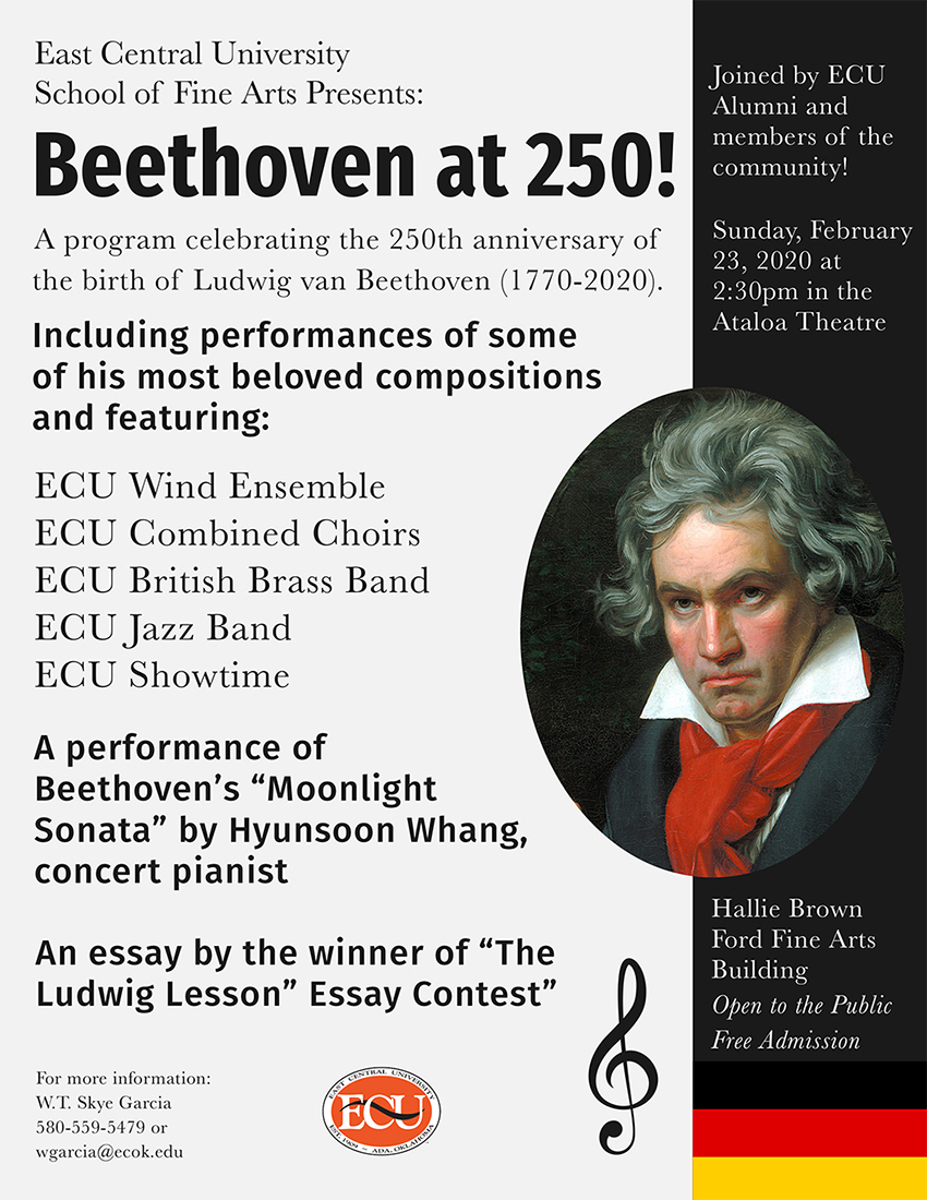 ECU presents “Beethoven at 250: A Celebration of the Life and Music of  Ludwig van Beethoven” | East Central University
