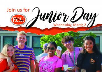 Join us for ECU Junior Day Wednesday March 2. Group of students pictured