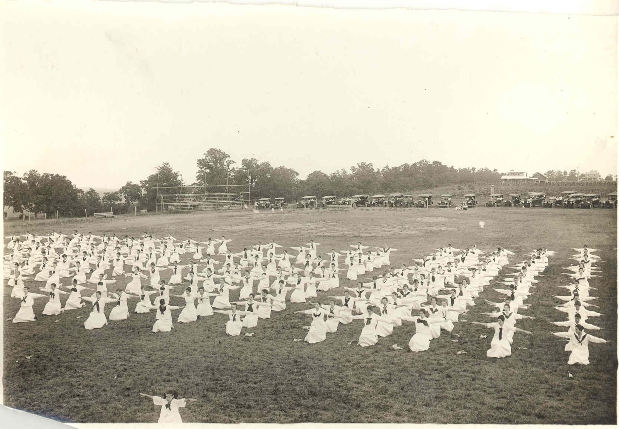 female students at East Central participate in their daily military drills