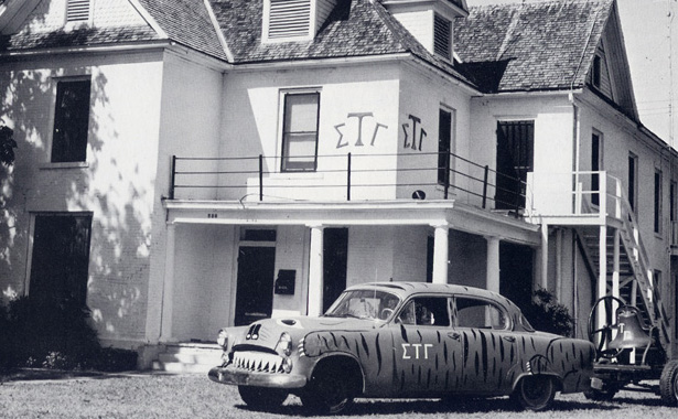 The Sigma Tau Gamma "Tiger Car" and "Victory Bell"