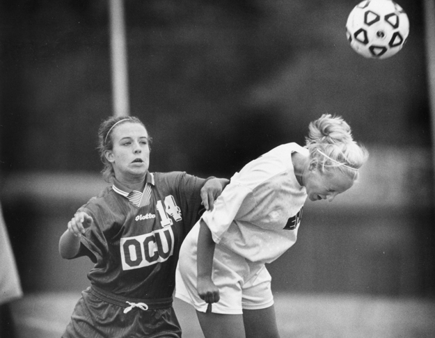 Mindie Meek and Melissa Owskey soccer match