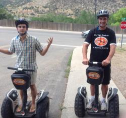 Ben and Wendell Godwin on segways in Glenwood Springs, Colorado.
