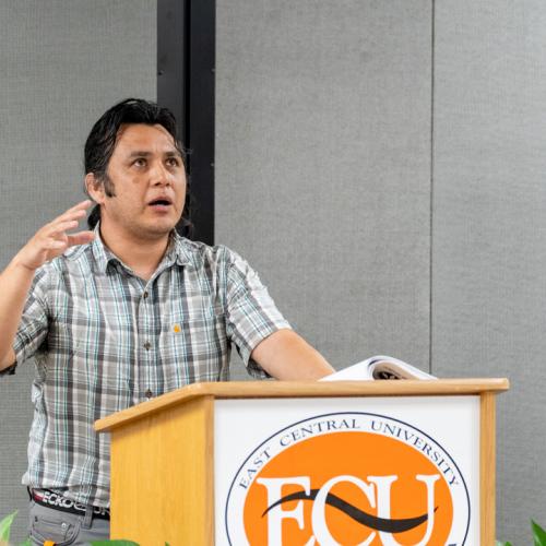 Professor Jose Montalva reads his poetry in Originals 2025.