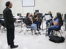 The ECU Flute Ensemble rehearses.