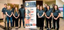 Members of ECU’s Enactus team are, from left, Wendell Godwin, Aislinn Beak, KerVon James, Alexia Qualls, Joel Nalare, Dr. Stacey Bolin, Jill Ballard, Nathan Fountain, Sydney Dungen, Dr. Germain Pichop and Maddie Rehl.