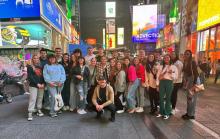 Members of PLC and ECU President Wendell Godwin pose in Times Square in New York City.