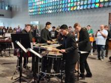 The East Central University Percussion Ensemble performs “Bulldog” at Oklahoma Music Educators Association Conference in January 2023. 