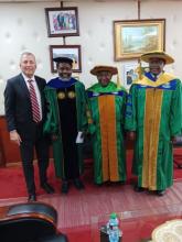 The Oka’ Institute Executive Director Duane Smith traveled to Bondo, Kenya to receive an Honorary Degree of Doctor of Science from Jaramogi Oginga Odinga University of Science and Technology Charter. More than 10,000 people were in attendance.