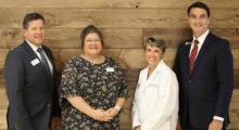 East Central University President Wendell Godwin (right) met with Mid America Technology Center Superintendent Michael Eubank (left) to sign the agreement between Mid America Technology Center and ECU in regards to the LPN to BSN pathway. Mid America Director of Practical Nursing Laryssa Couch (center left) and ECU Director of School of Nursing Darcy Duncan were also present for the signing.