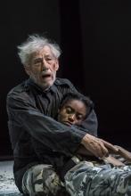  King Lear - Ian McKellen (King Lear) and Anita-Joy Uwajeh (Cordelia) at Duke of Yorks Theatre. Photo by Johan Persson